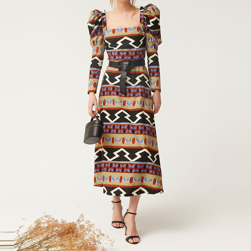 New Ethnic Fashion - Vintage Ethnic Style Pattern Print Maxi