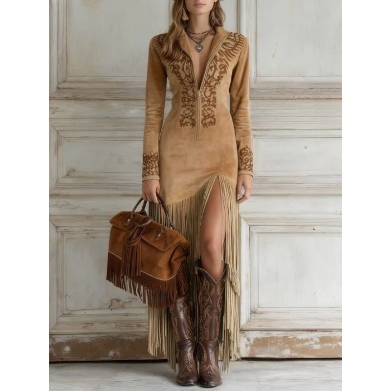Women's Autumn Dress Retro Eth - Ethnic Chic Fashion recension och pris