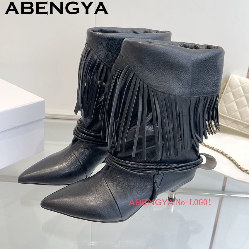 Suede Leather Edge Tassel Desi - Winter Ethnic Fashion For Women recension och pris