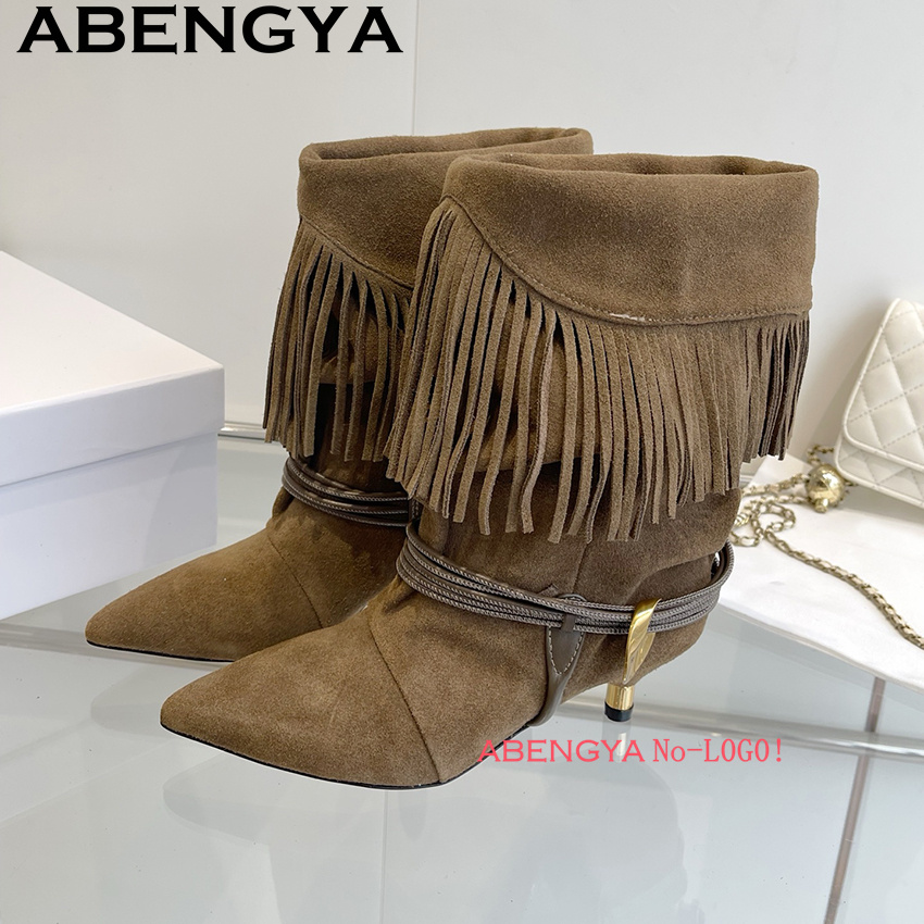 Suede Leather Edge Tassel Desi - Winter Ethnic Fashion For Women recension och pris