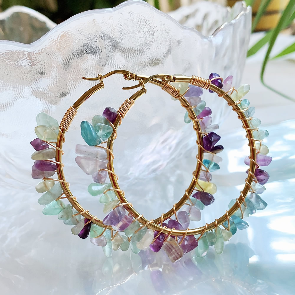 Natural Crystal Hoop Earring I - Aura Ethnic Fashion recension och pris