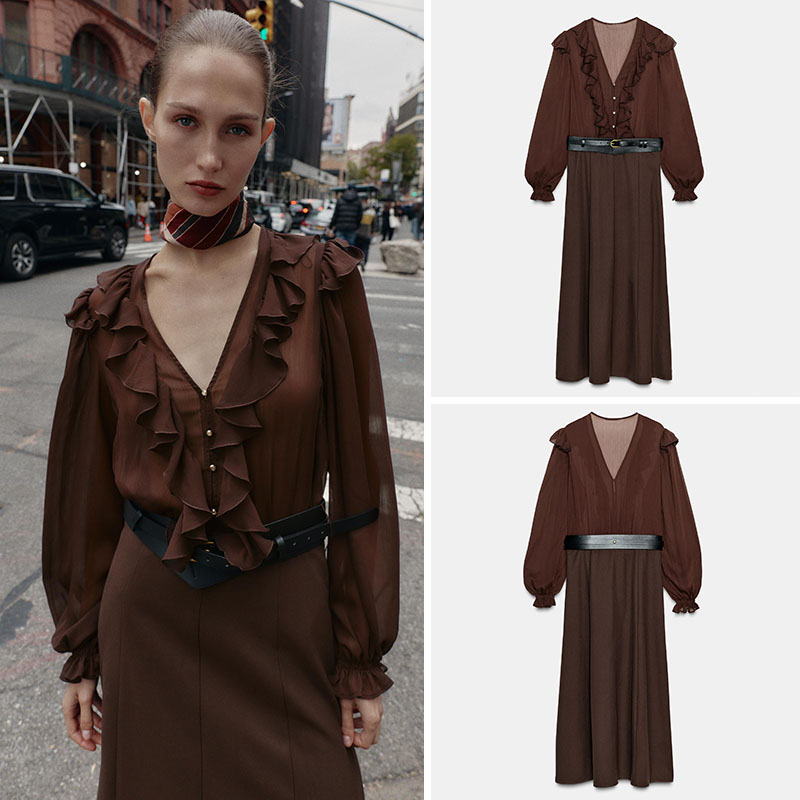 Elegant V-Neck Long Sleeve Mid - New Ethnic Fashion recension och pris