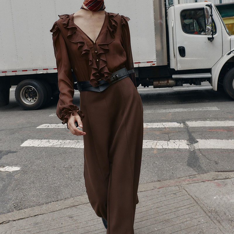 Elegant V-Neck Long Sleeve Mid - New Ethnic Fashion recension och pris