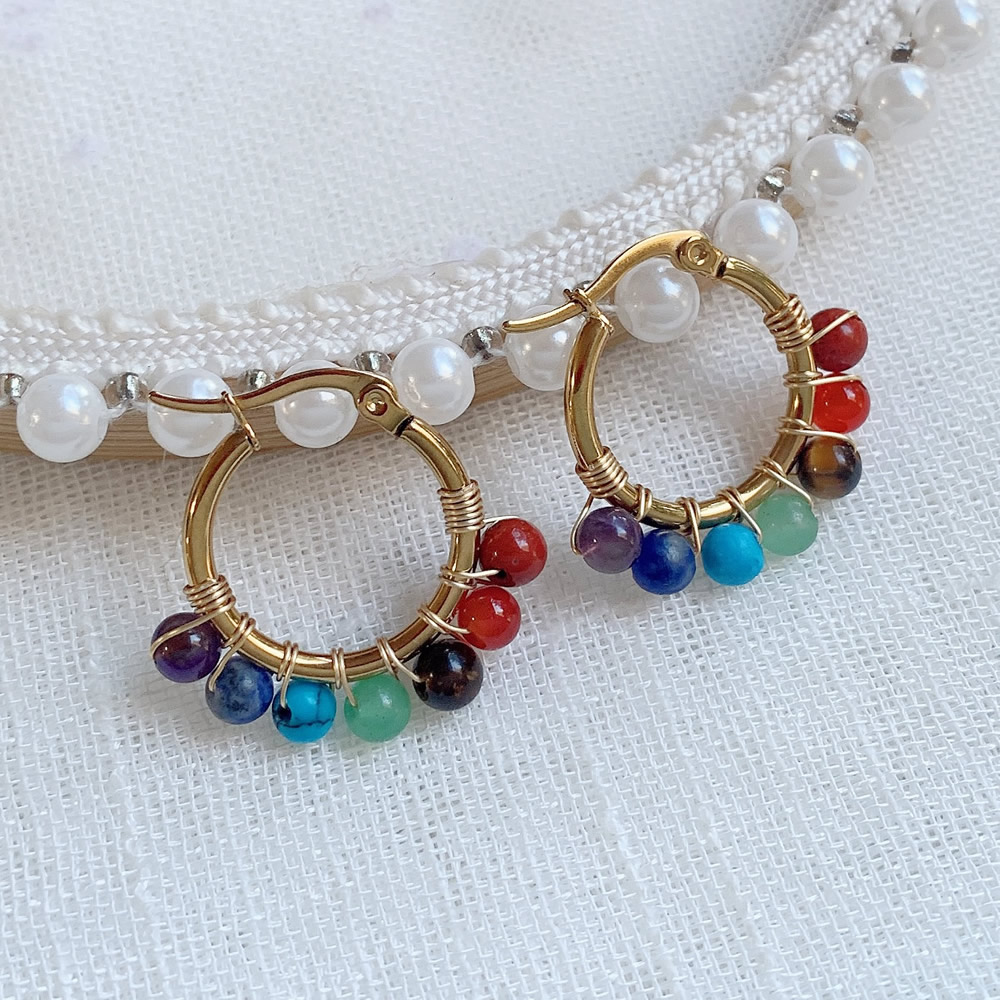 7 Chakras Natural Stone Earrin - Aura Ethnic Fashion recension och pris