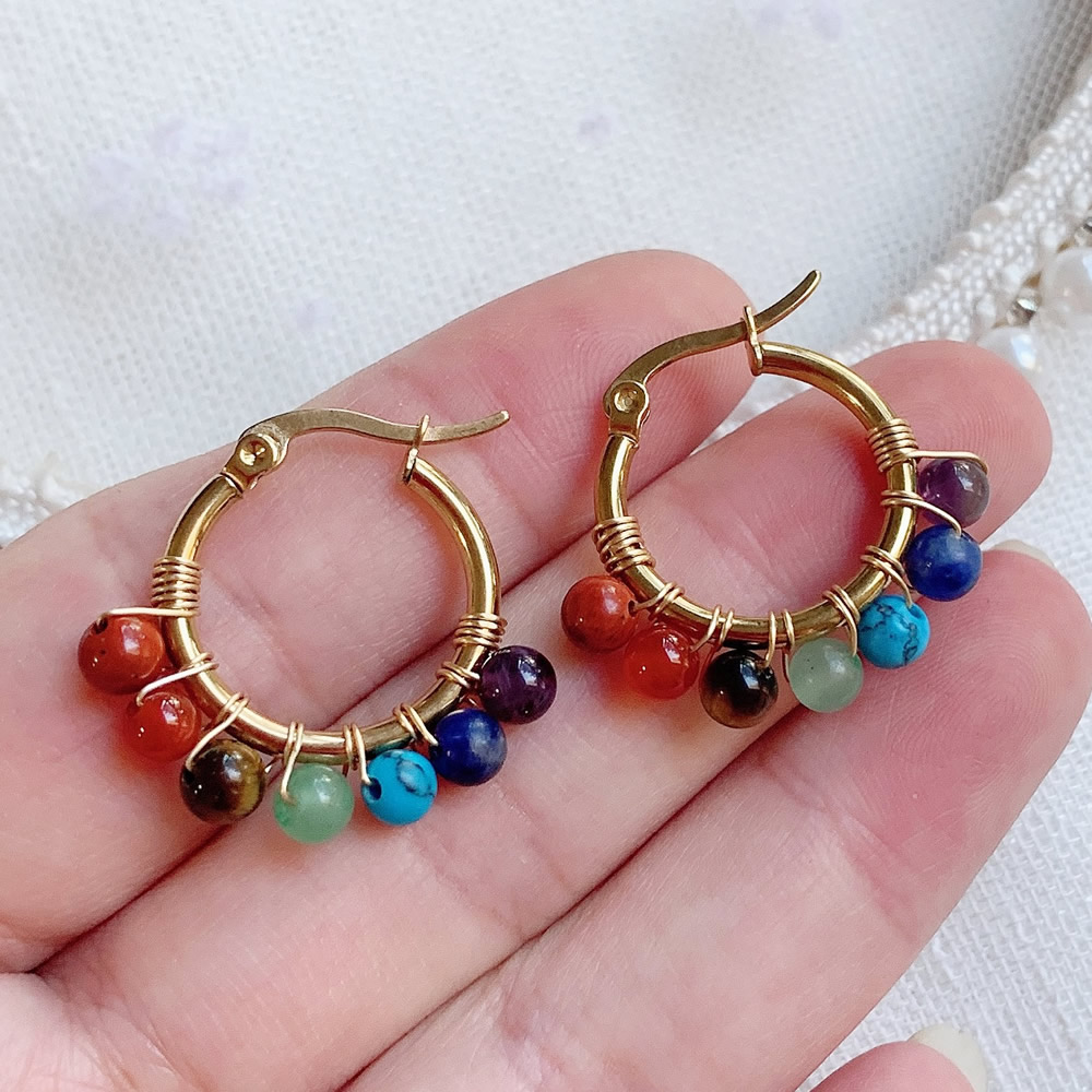 7 Chakras Natural Stone Earrin - Aura Ethnic Fashion recension och pris