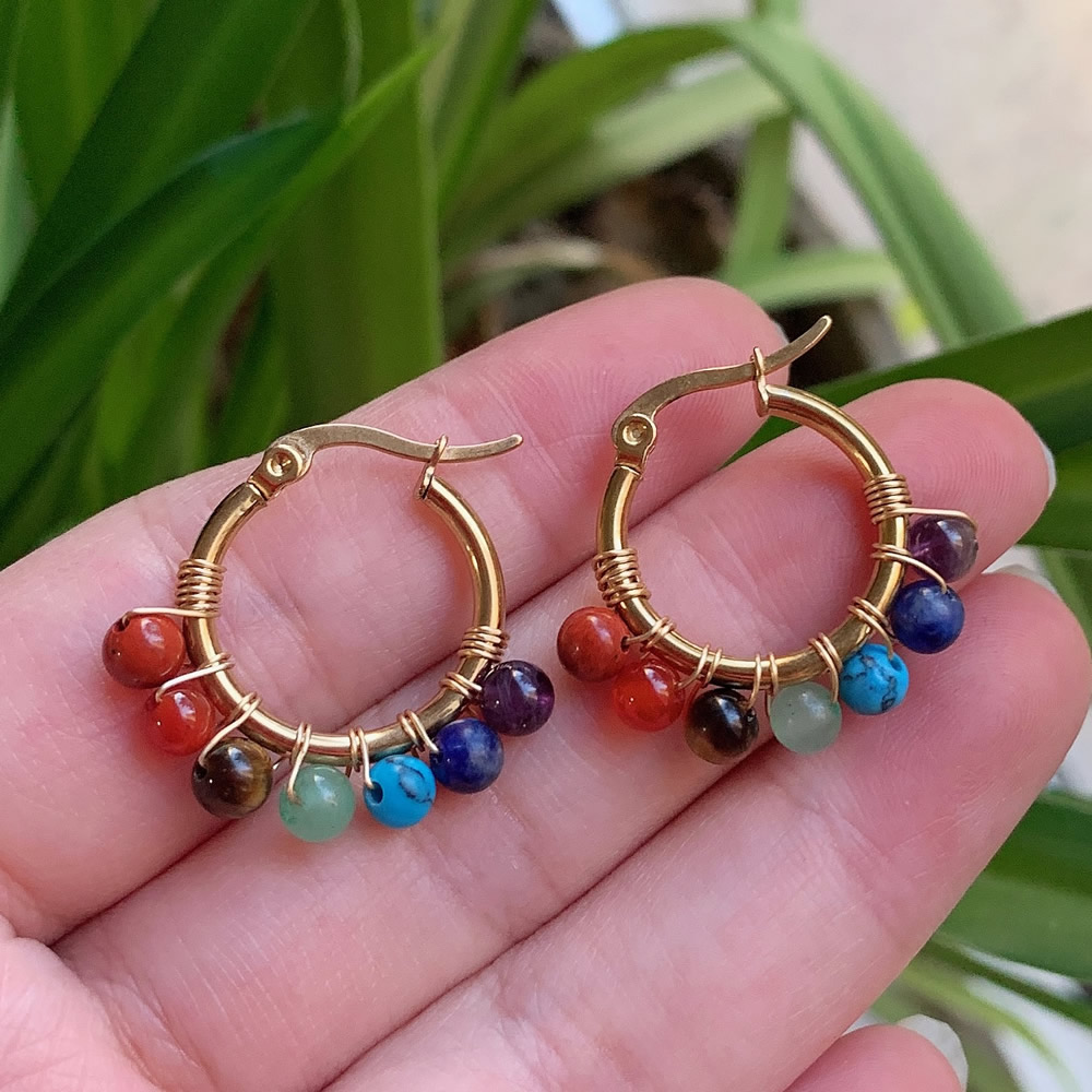 7 Chakras Natural Stone Earrin - Aura Ethnic Fashion recension och pris